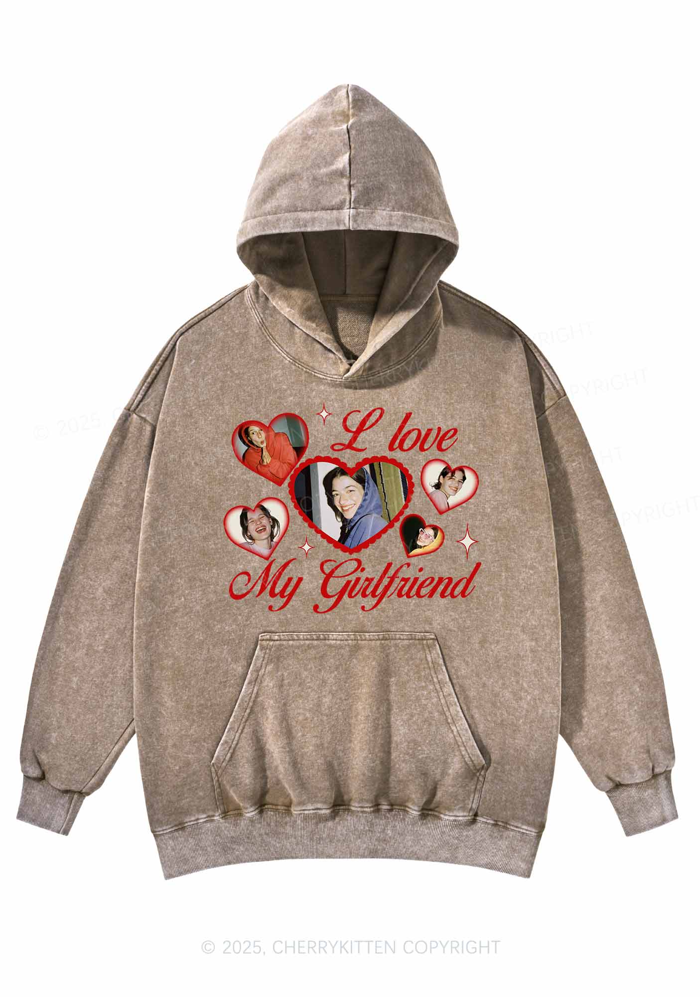 Custom Boyfriend Photos Y2K Washed Hoodie Cherrykitten