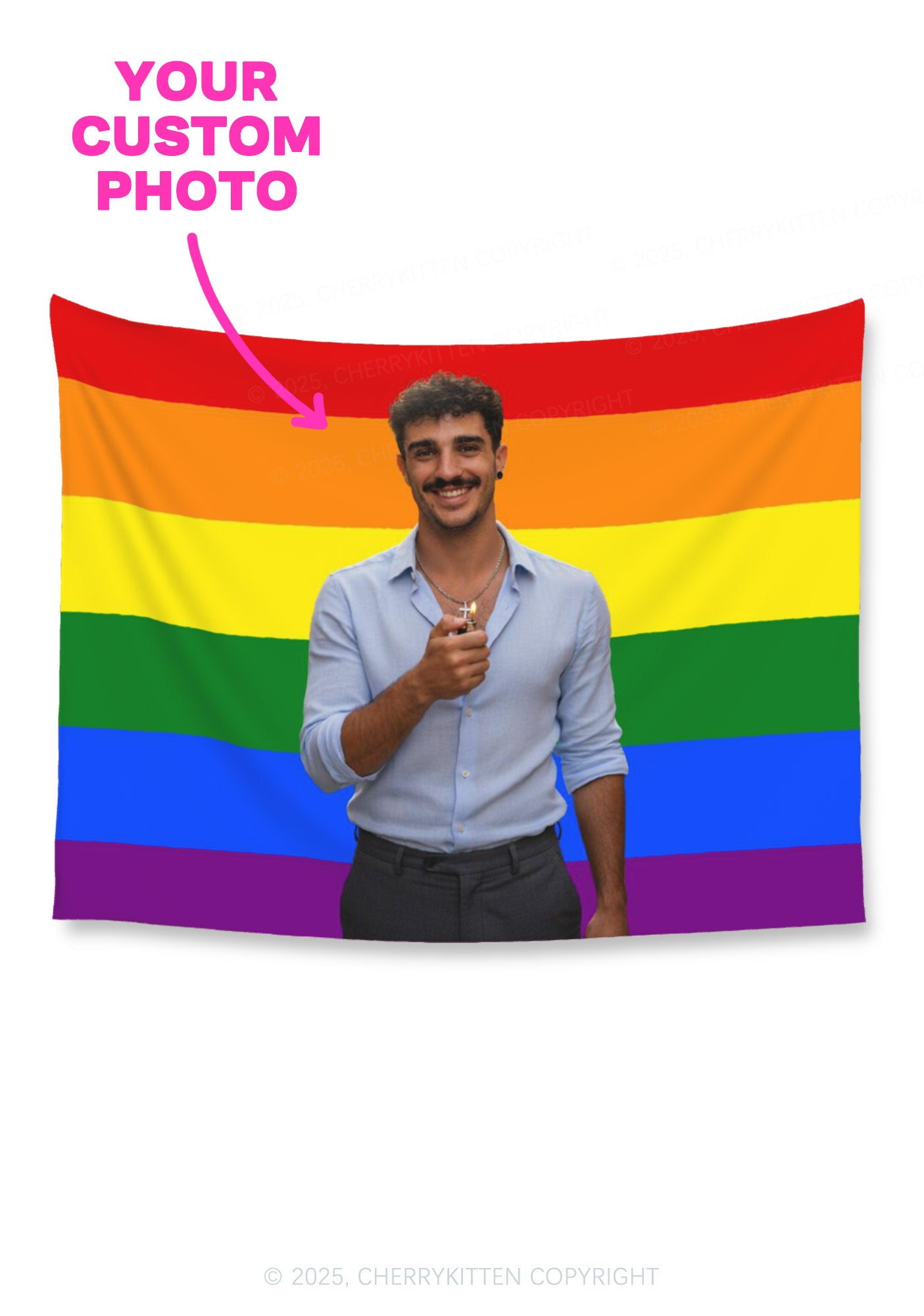 Custom Photo Pride Rainbow Flag Y2K Tapestry Cherrykitten