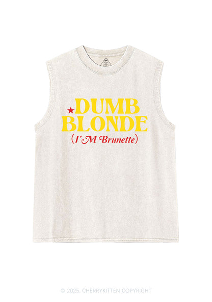 Dumb Blonde Brunette Y2K Washed Muscle Tank Cherrykitten
