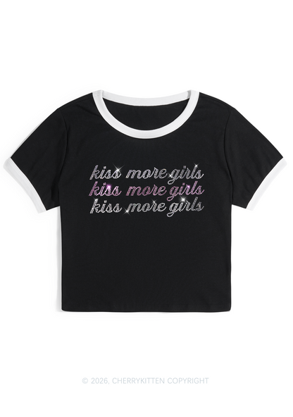 Rhinestone Kiss More Girls Pride Y2K Ringer Tee Cherrykitten