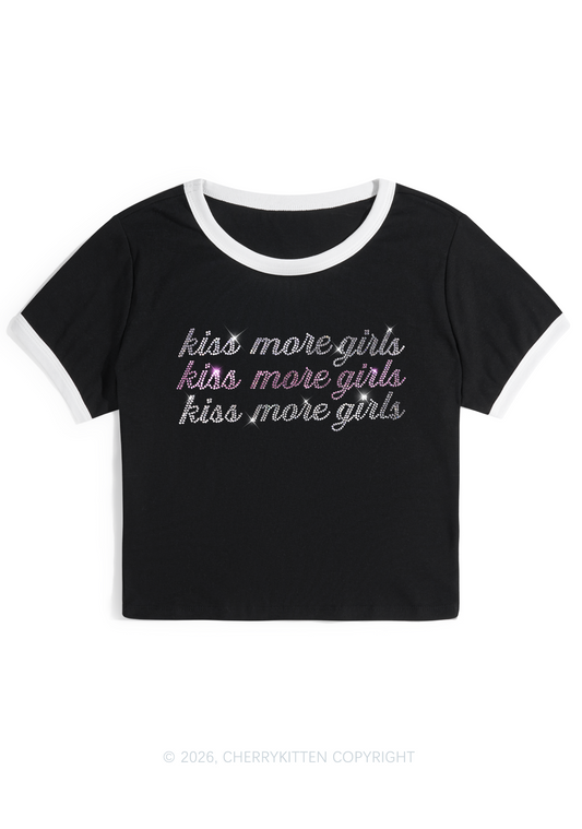 Rhinestone Kiss More Girls Pride Y2K Ringer Tee Cherrykitten