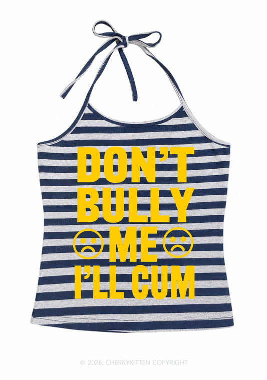 Dont Bully Me Y2K Navy Grey Striped Halter Neck Cami Cherrykitten