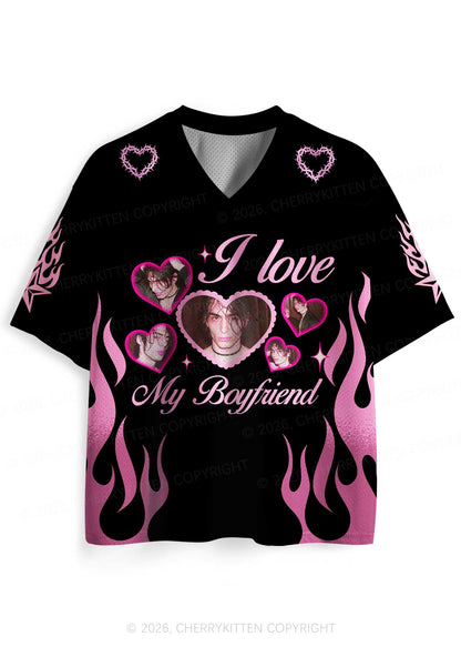 Custom Photos Pink Flame I Love My GF BF Y2K Sport Jersey Shirts Cherrykitten