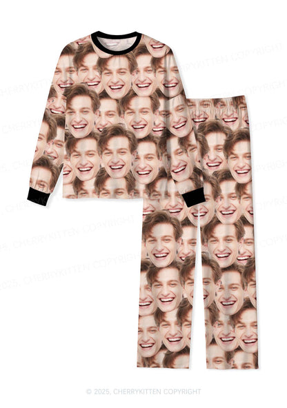 Custom Portrait Valentine's Day Y2K Print Long Sleeve Pajama Set Cherrykitten
