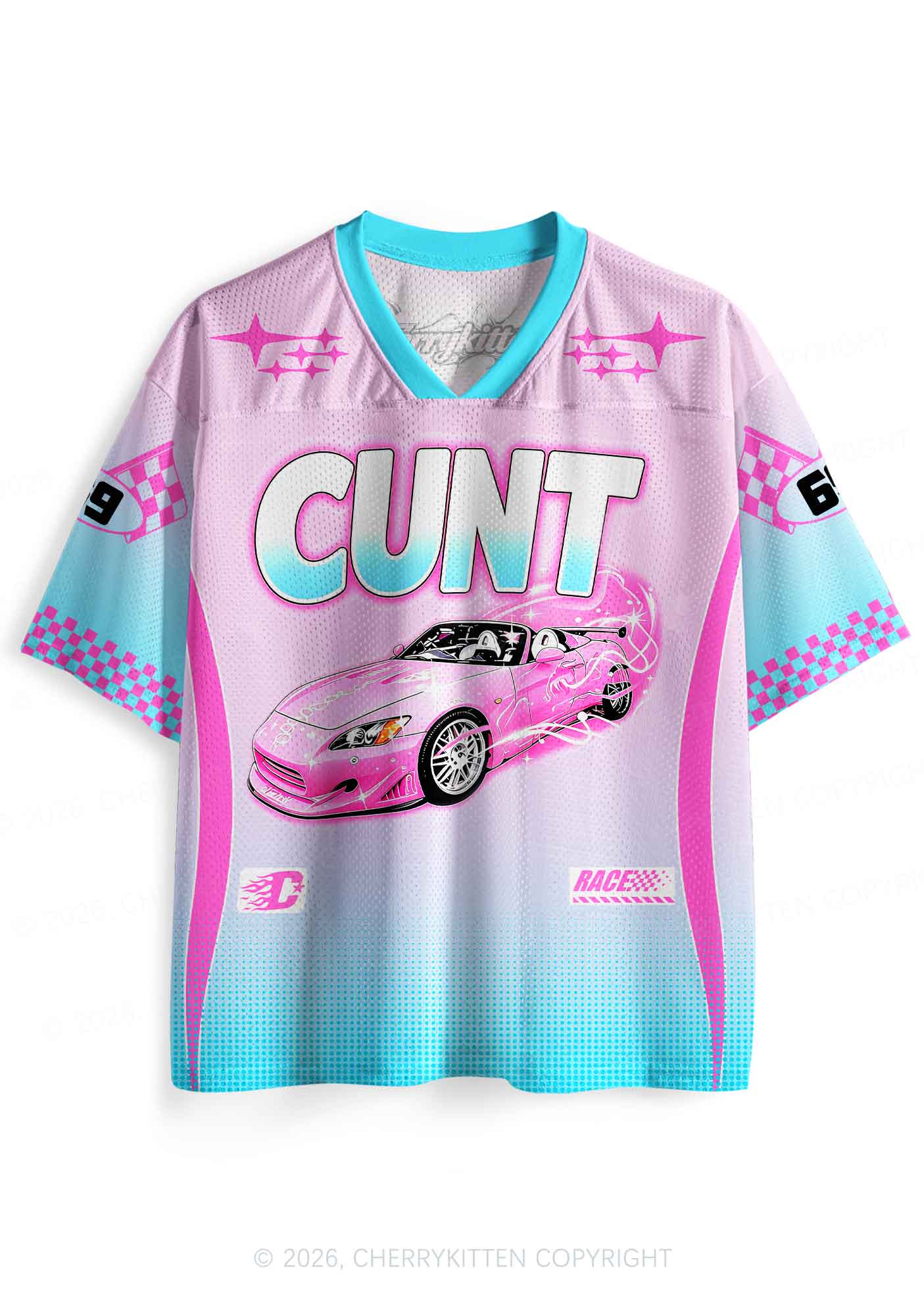 Cxxt Pink Sports Car Y2K Sport Jersey Shirts Cherrykitten