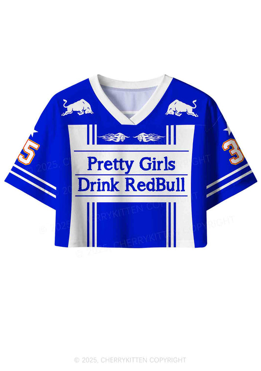 Custom Girls Drink Redbull Y2K Crop Sport Jersey Shirts Cherrykitten
