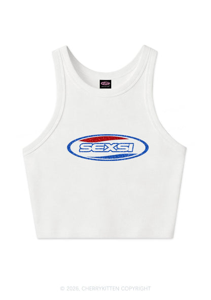 Glitter Sexsi Slogan Y2K Crop Tank Top Cherrykitten