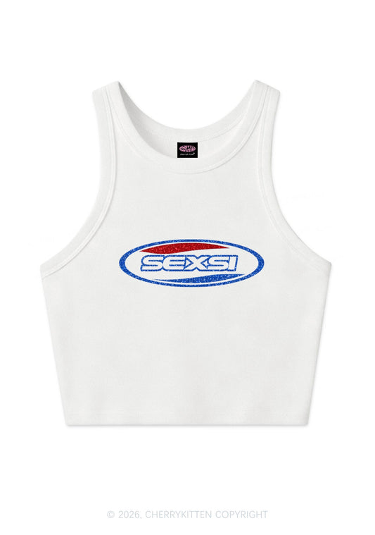 Glitter Sexsi Slogan Y2K Crop Tank Top Cherrykitten