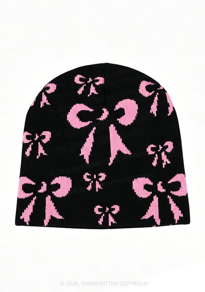 Retro Bow Y2K Knitted Hat Cherrykitten