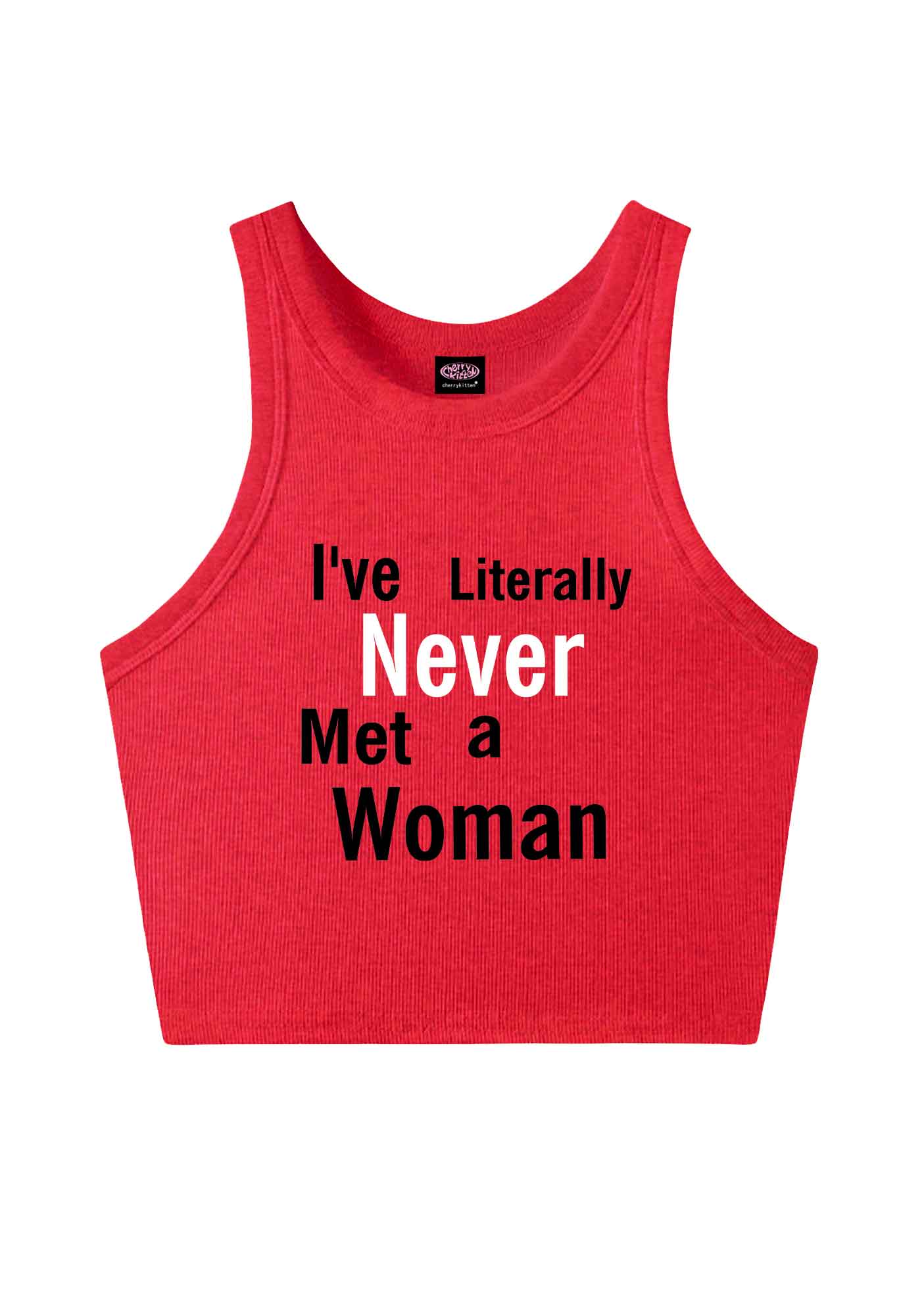 Never Met A Woman Pride Y2K Crop Tank Top Cherrykitten