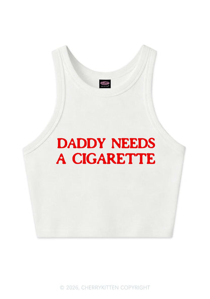 Daddy Needs A Cigarette Y2K Crop Tank Top Cherrykitten