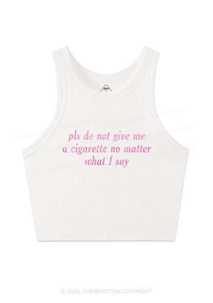 Glitter Pls Dont Give Me Cigarette Y2K Crop Tank Top Cherrykitten
