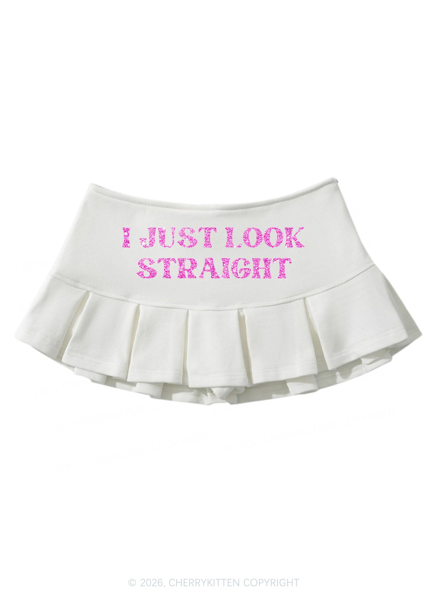 Glitter I Just Look Straight Pride Y2K Mini Pleated Skirts Cherrykitten