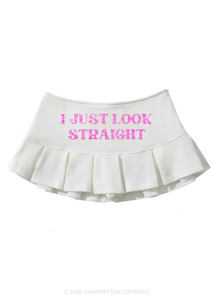 Glitter I Just Look Straight Pride Y2K Mini Pleated Skirts Cherrykitten