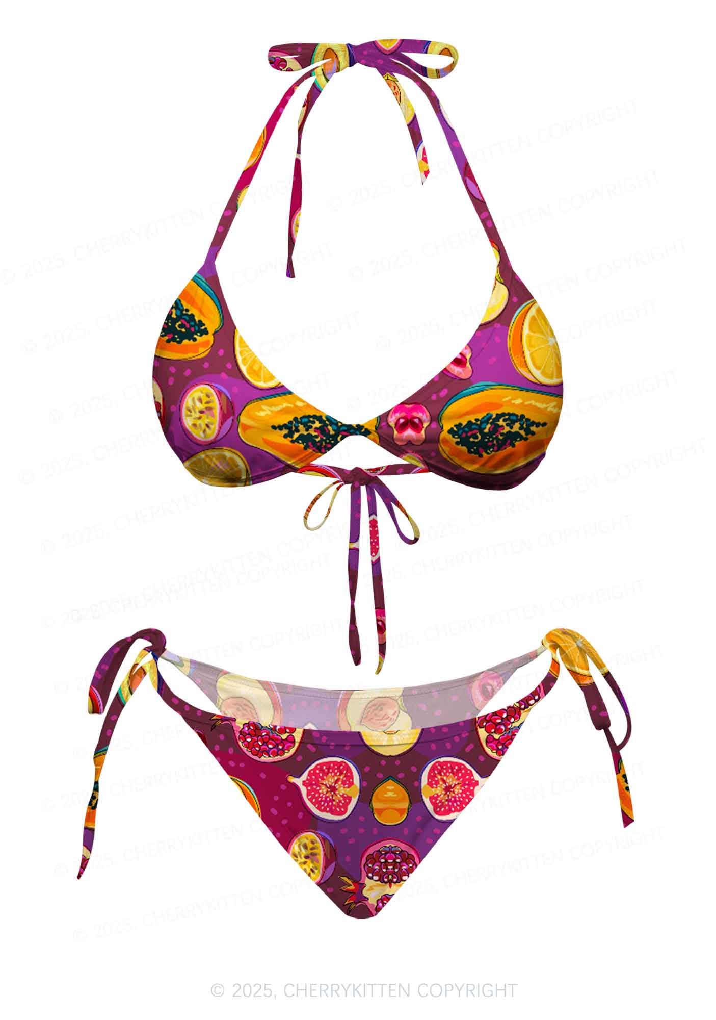 Colorful Fruits Y2K Print Bikini Set Cherrykitten