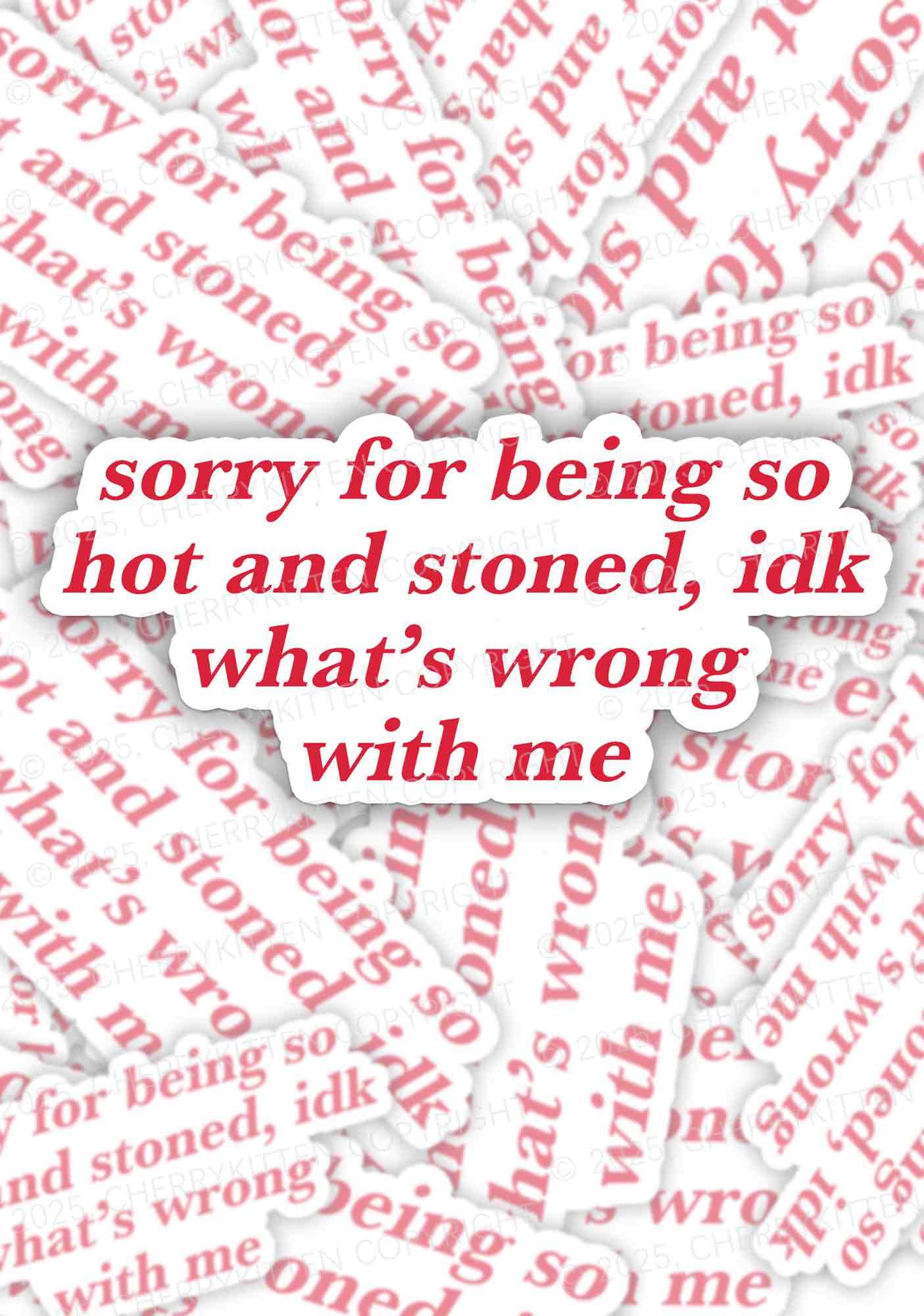 Sorry For Being Hot And Stoned 1Pc Y2K Sticker Cherrykitten