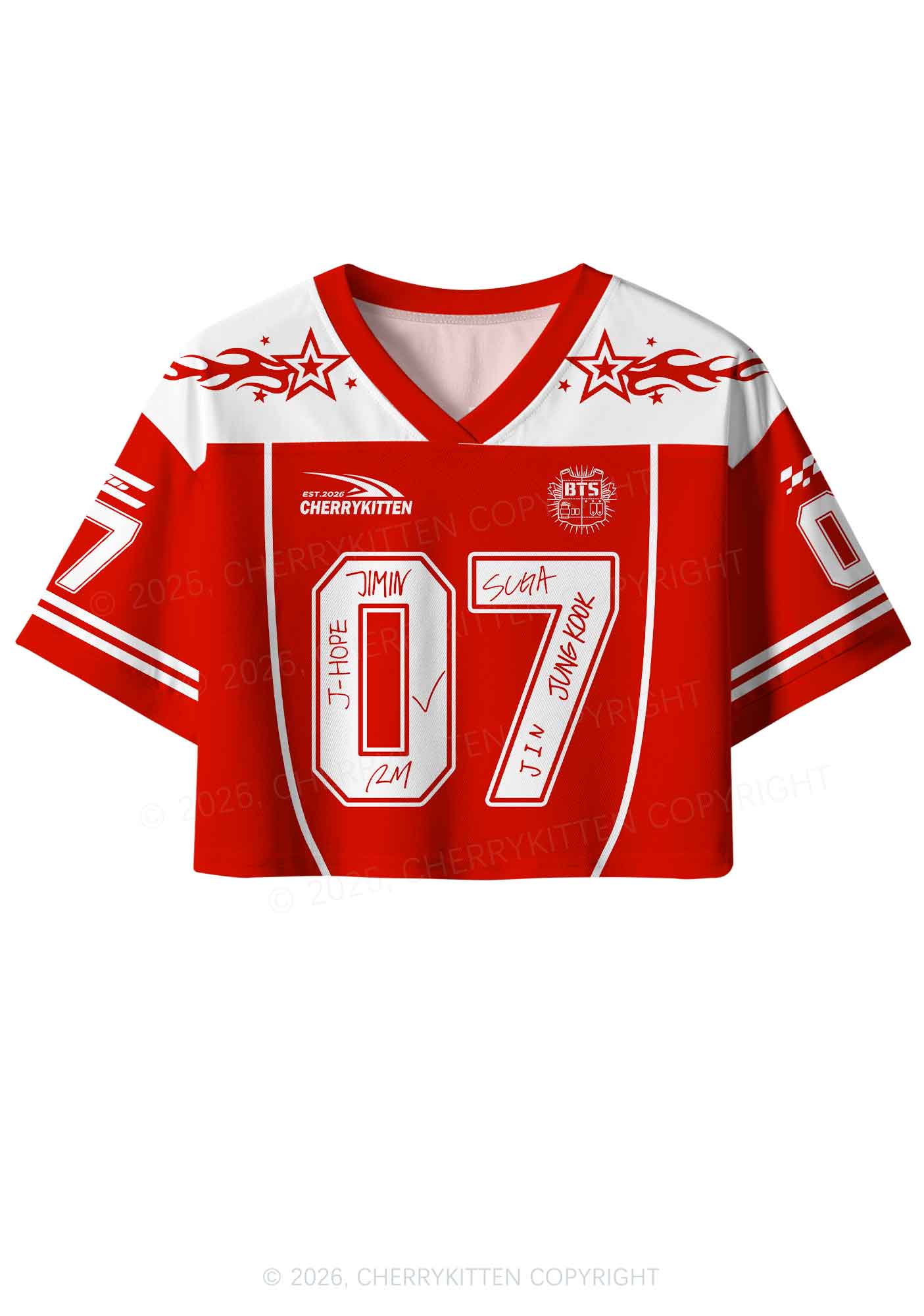 Custom Red Korean Boys Y2K Crop Sport Jersey Shirts Cherrykitten