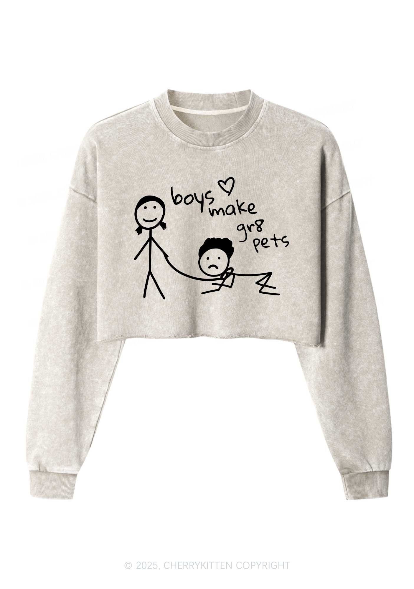 Boys Make Gr8 Pets Y2K Crop Washed Sweatshirts Cherrykitten