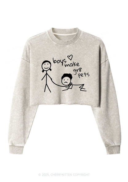 Boys Make Gr8 Pets Y2K Crop Washed Sweatshirts Cherrykitten