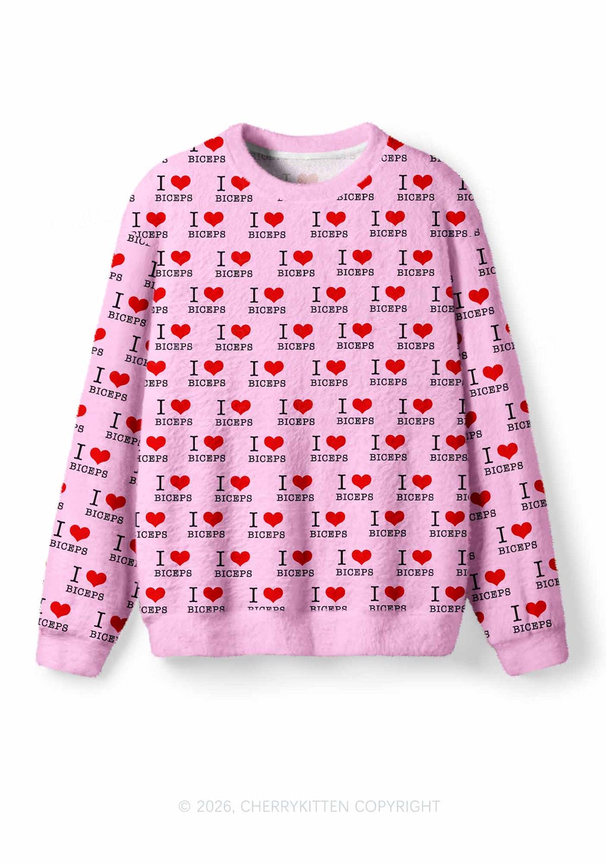 I Love Biceps Y2K Knit Sweatshirt Cherrykitten