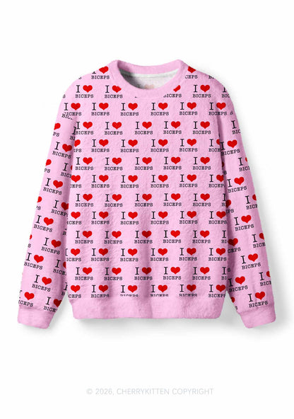 I Love Biceps Y2K Knit Sweatshirt Cherrykitten