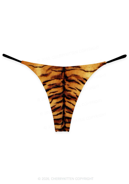Wild Tiger Texture Y2K Print Bikini String Thong Cherrykitten