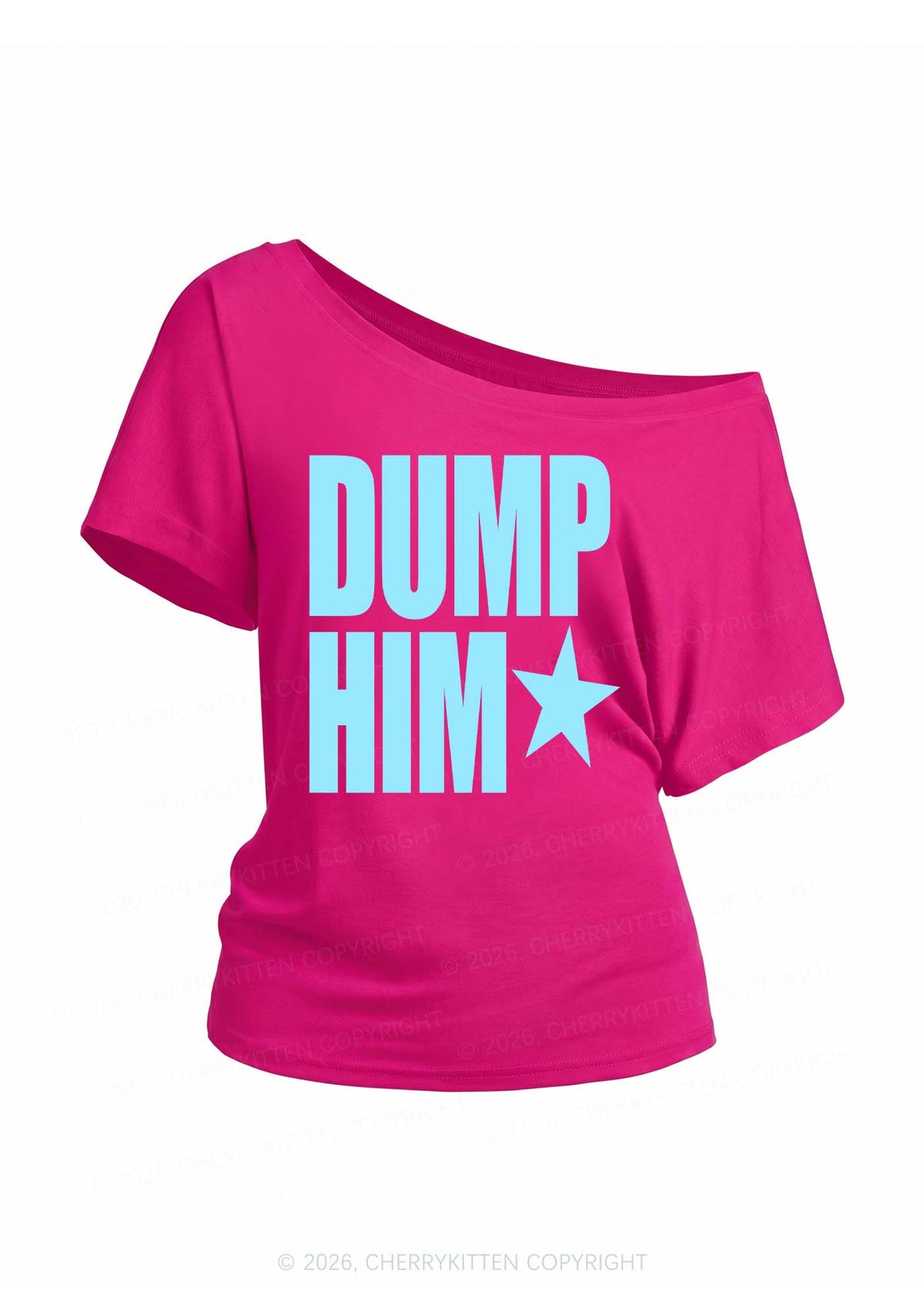 Dump Him Y2K Off Shoulder Tee Cherrykitten