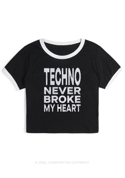 Glitter Techno Heart Y2K Ringer Tee Cherrykitten