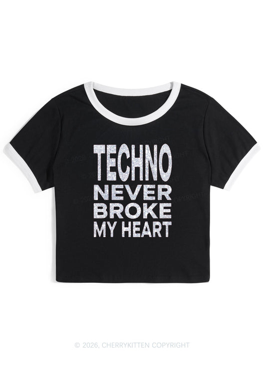 Glitter Techno Heart Y2K Ringer Tee Cherrykitten