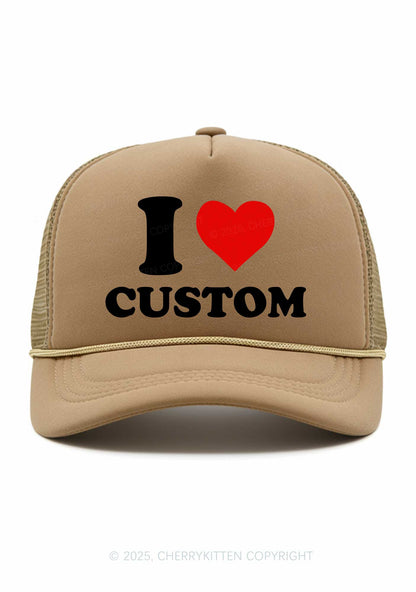 I Love Custom Valentine's Day Y2K Trucker Hat Cherrykitten