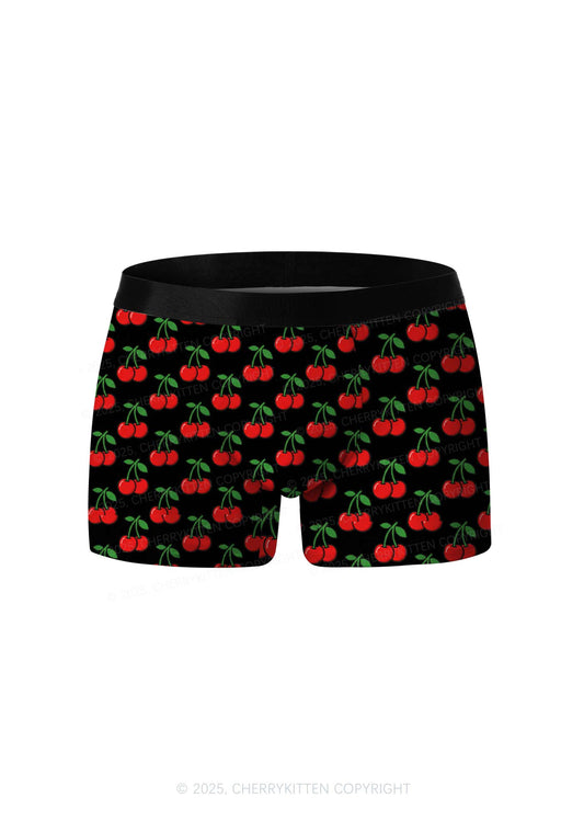 Black Cherry Y2K Print Men Boxer Briefs Cherrykitten