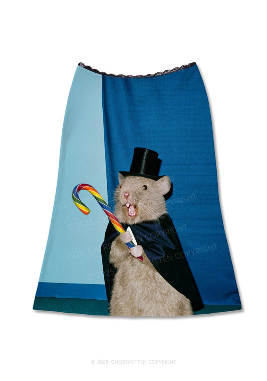 Gentleman Ratz Y2K Print Midi Skirt Cherrykitten