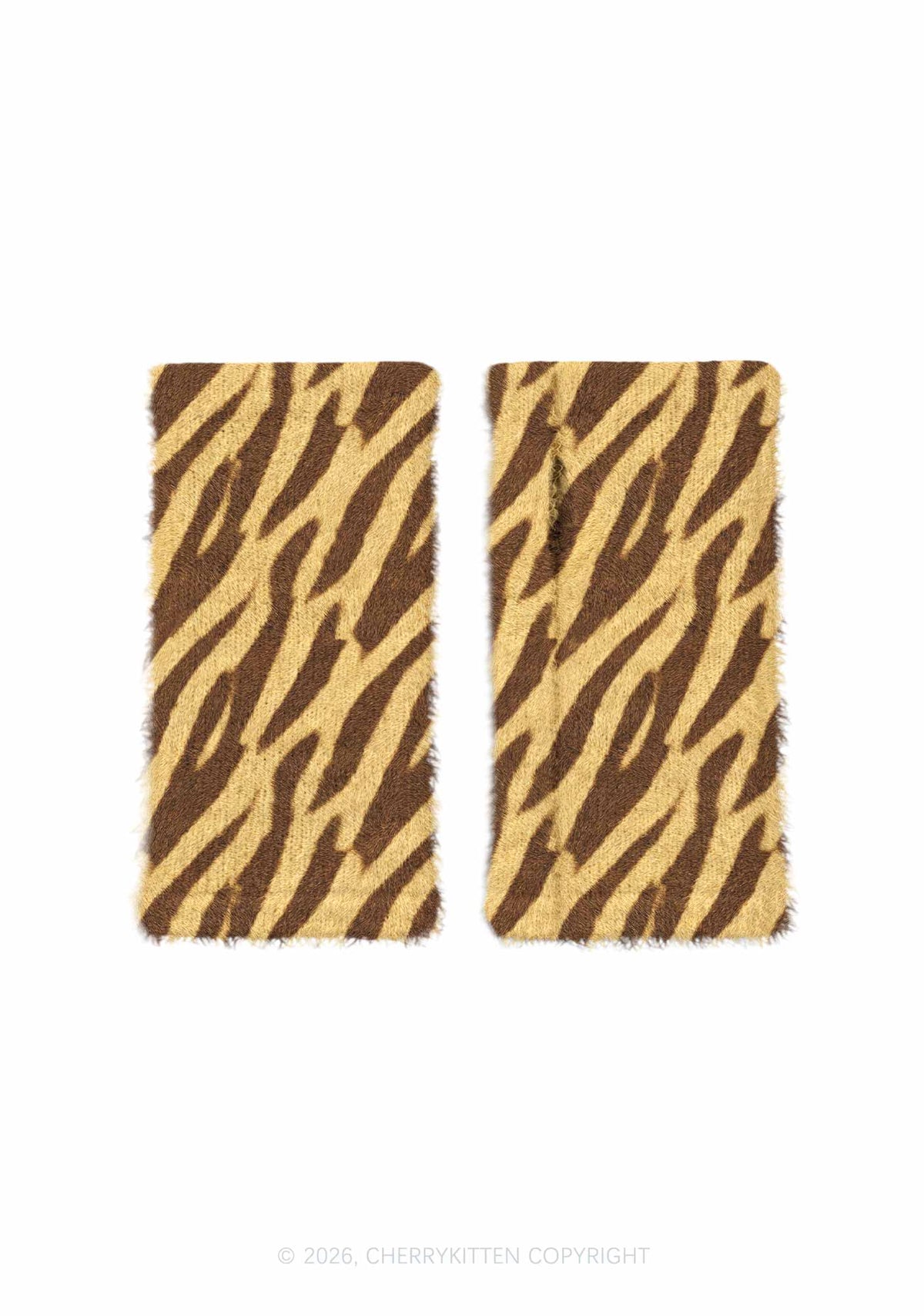 Khaki Tiger Stripe Y2K Print Fuzzy Arm Warmers Cherrykitten