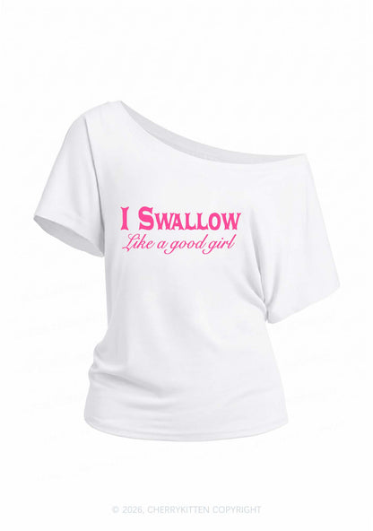 Swallow Like Good Girl Y2K Off Shoulder Tee Cherrykitten