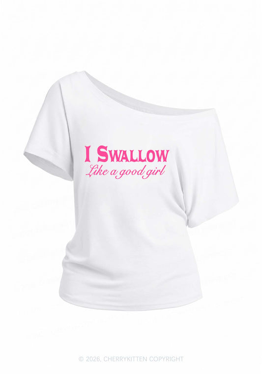 Swallow Like Good Girl Y2K Off Shoulder Tee Cherrykitten