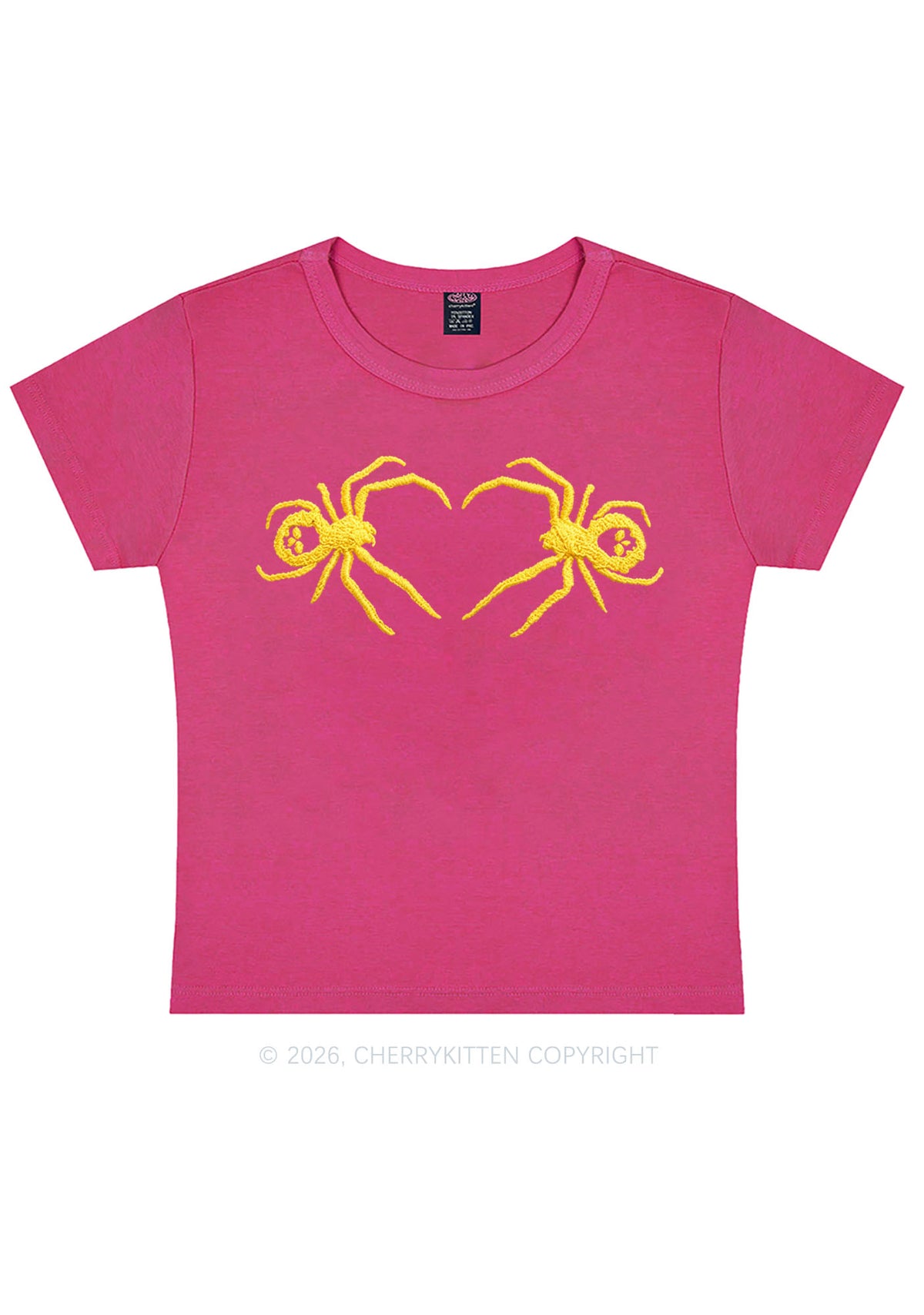 Embroidered Skull Spider Y2K Baby Tee Cherrykitten