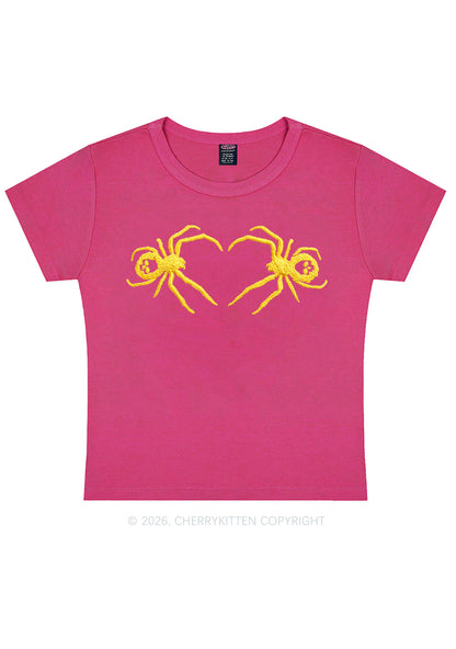 Embroidered Skull Spider Y2K Baby Tee Cherrykitten