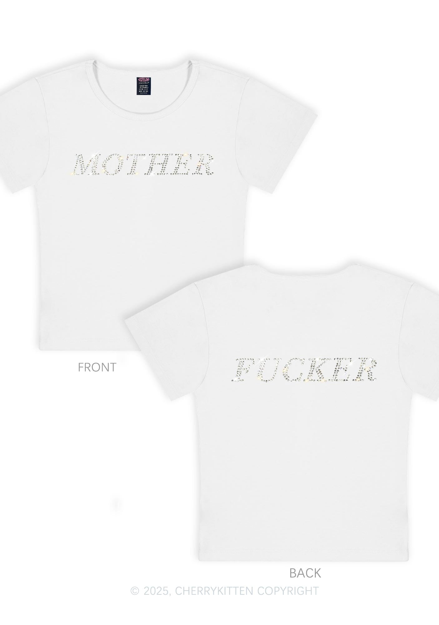 Curvy Rhinestone Motherfxcker Two Sides Y2K Baby Tee Cherrykitten