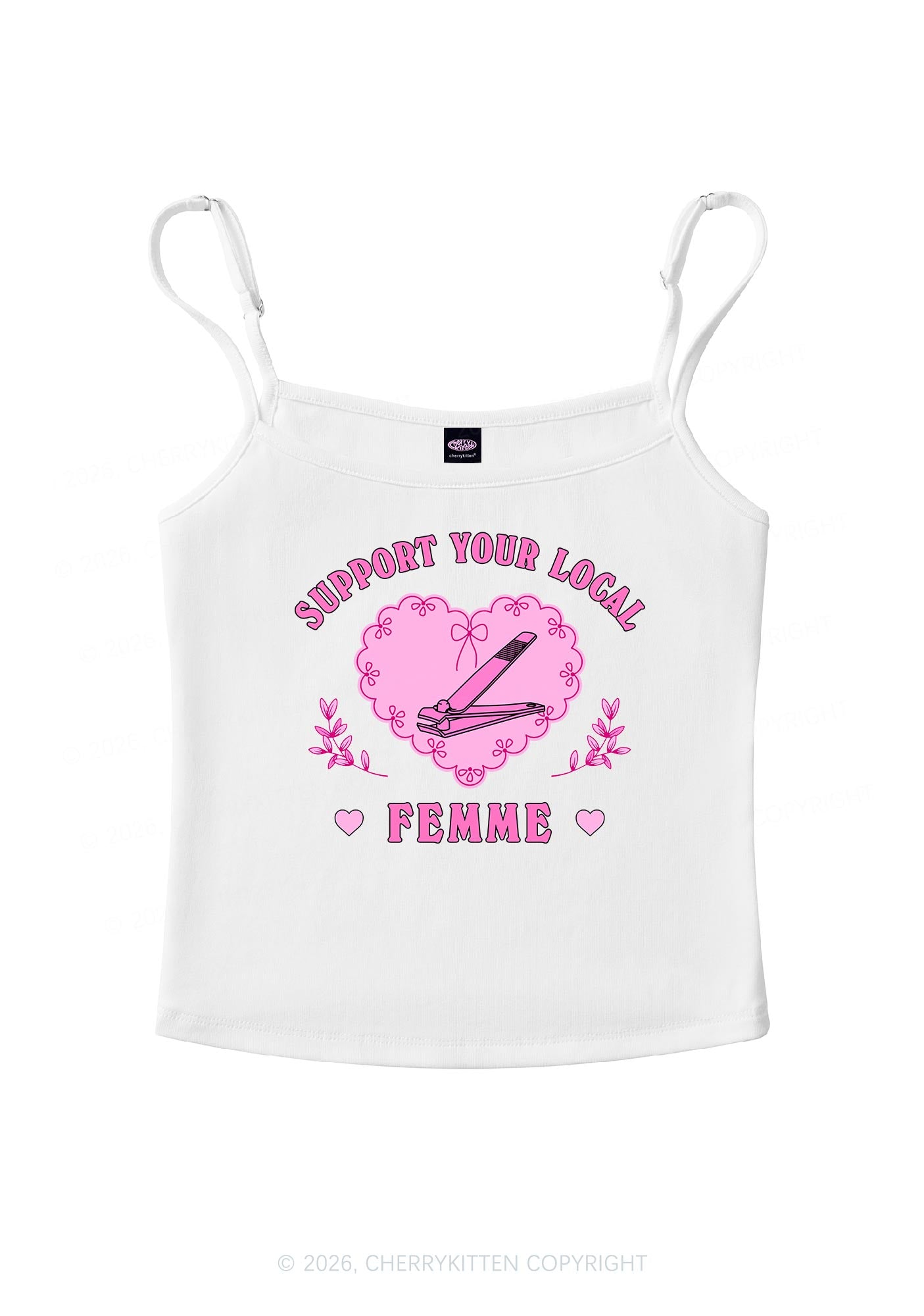 Support Your Local Femme Pride Y2K Spaghetti Strap Cami Cherrykitten