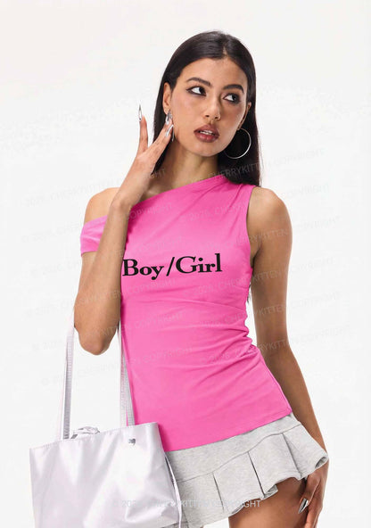 Boy Or Girl Y2K Off Shoulder Tank Top Cherrykitten