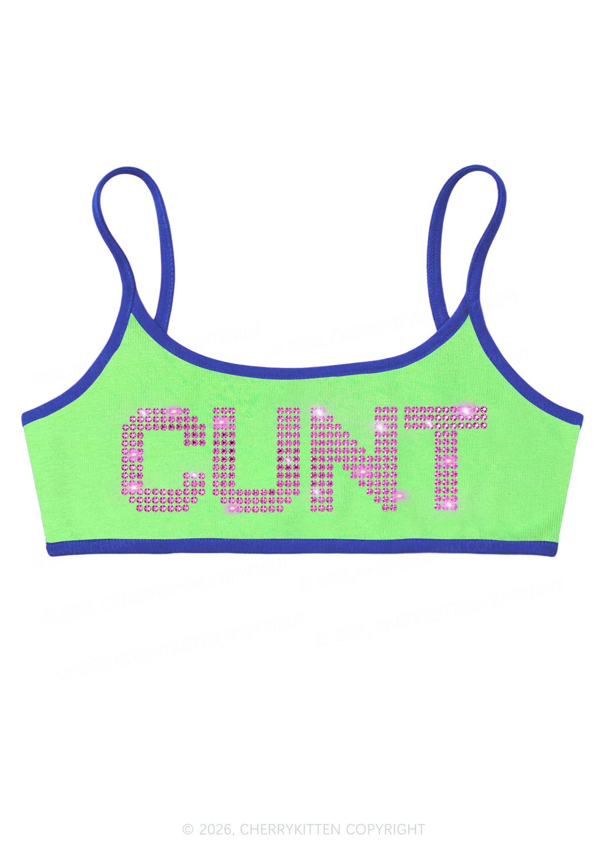 Rhinestone Pink Cxxt Y2K Super Crop Cami Cherrykitten