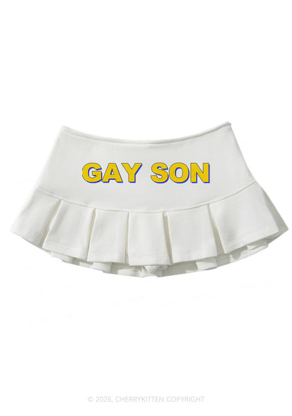 Gay Son Pride Y2K Mini Pleated Skirts Cherrykitten