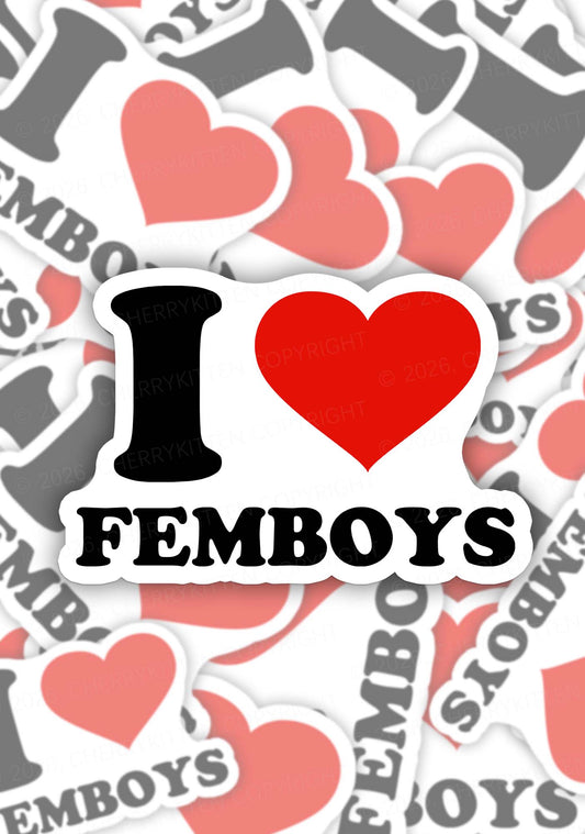 I Love Femboys Pride 1pc Y2K Sticker Cherrykitten