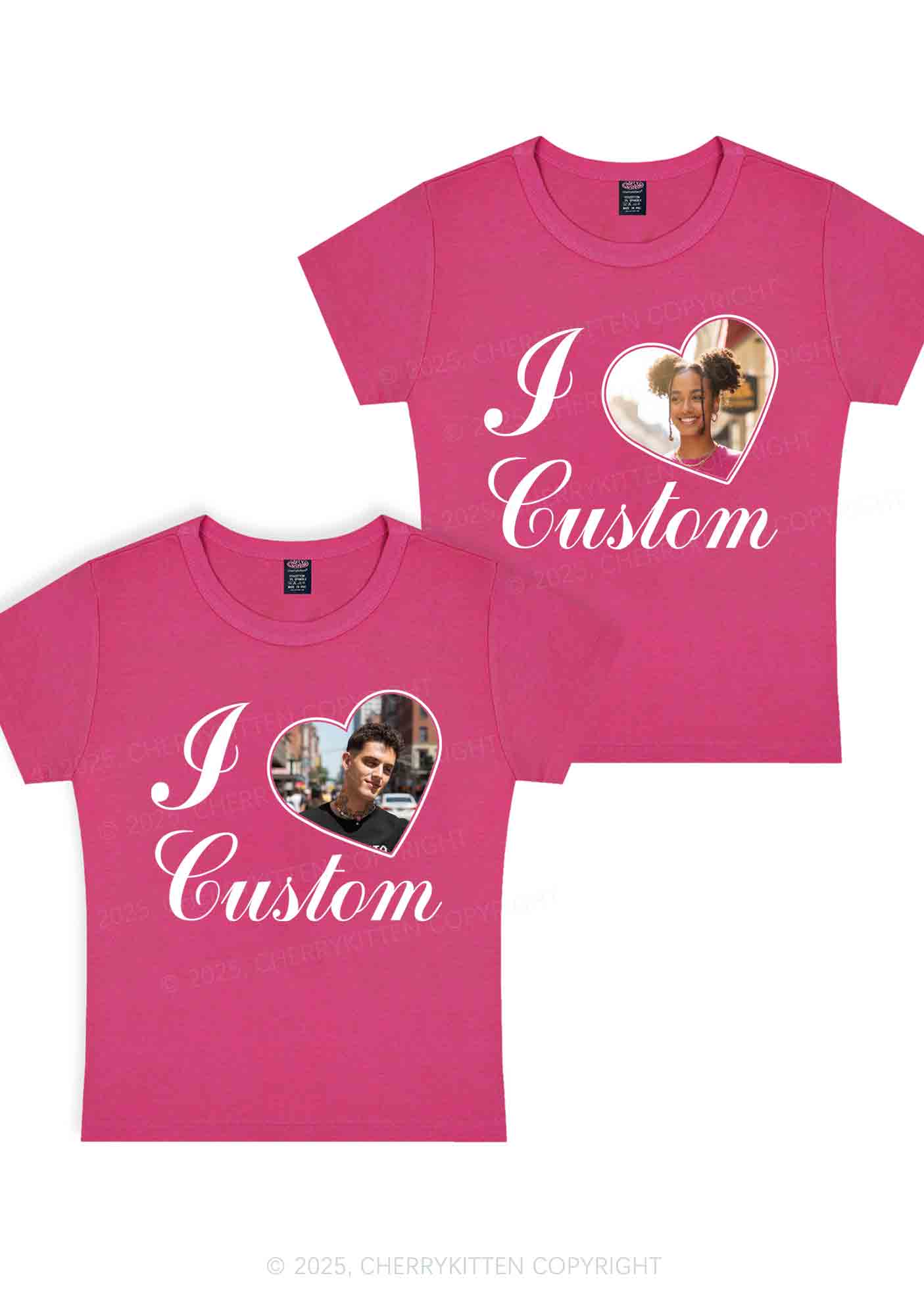 I Love Custom Heart Photo Y2K Valentine's Day Baby Tee Cherrykitten