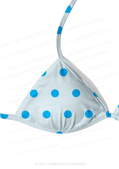 Blue Dots On Light Back Y2K Print Bikini Set Cherrykitten