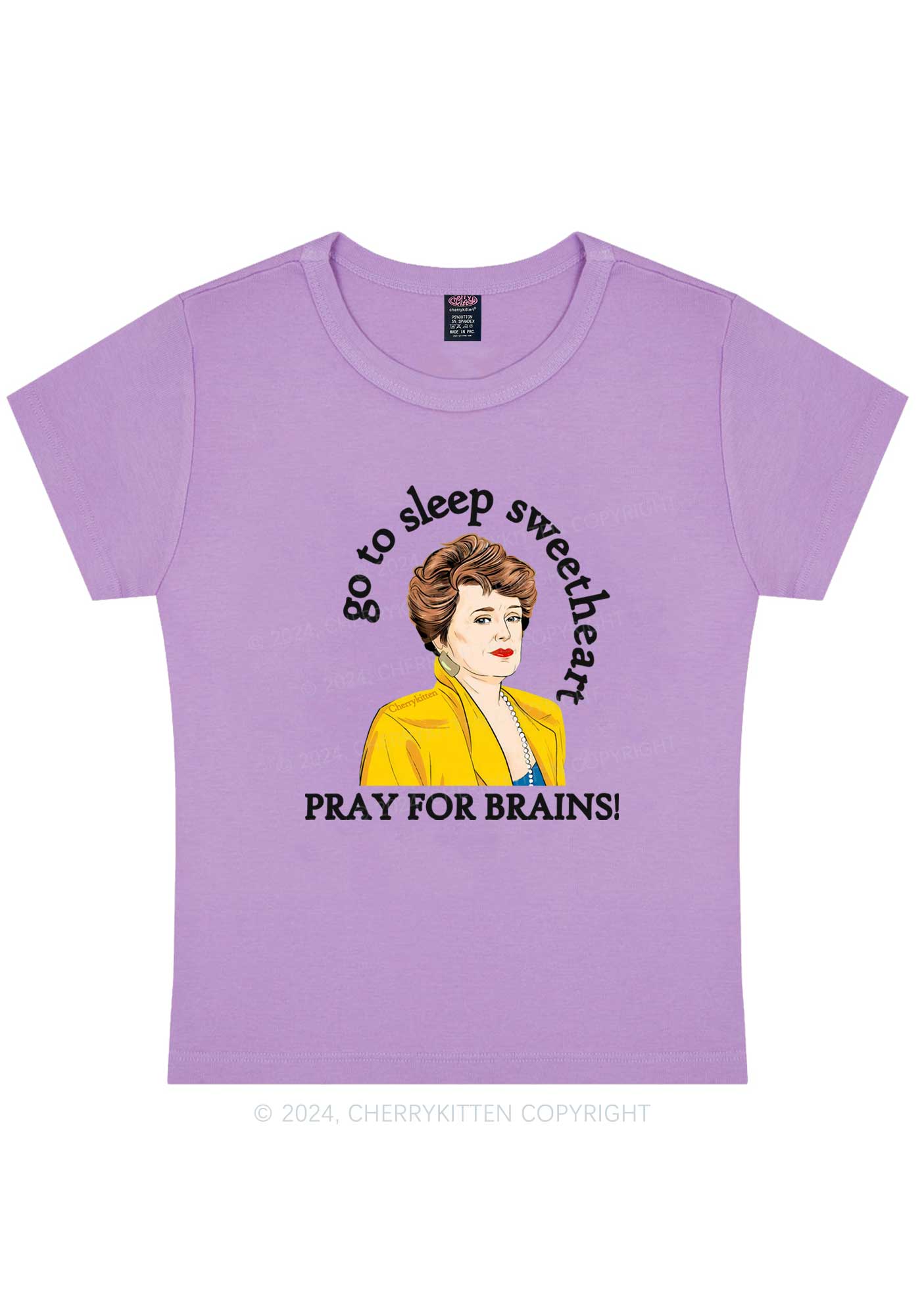 Pray For Brains Y2K Baby Tee Cherrykitten