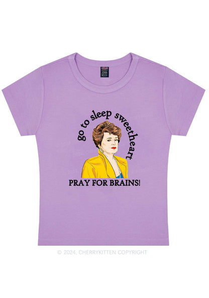 Pray For Brains Y2K Baby Tee Cherrykitten