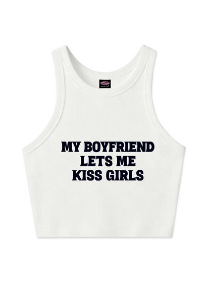 BF Lets Me Kiss Girls Y2K Crop Tank Top Cherrykitten
