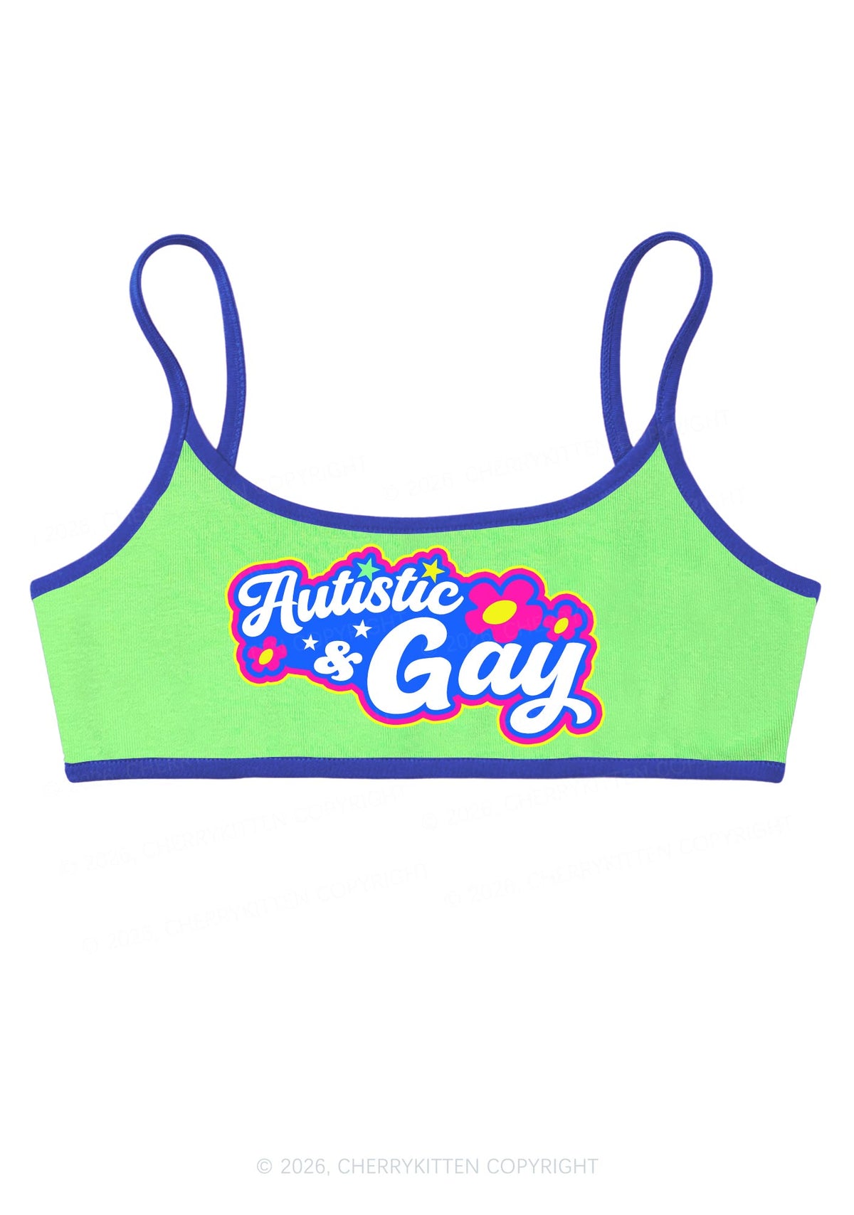 Autistic Gay Pride Y2K Super Crop Cami Cherrykitten