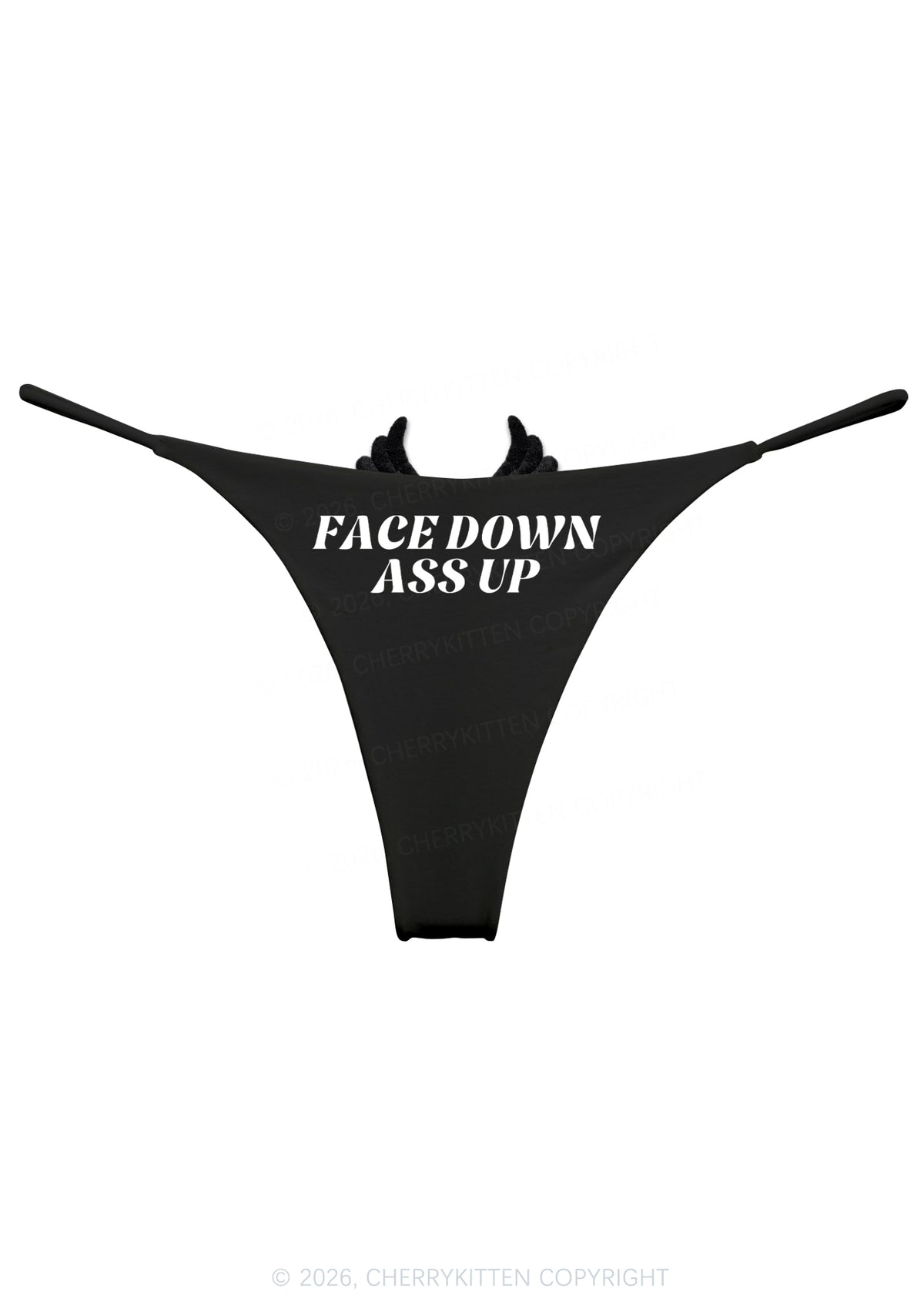 Face Down Ass Up Y2K Goth Angel Wings Bikini String Thong Cherrykitten